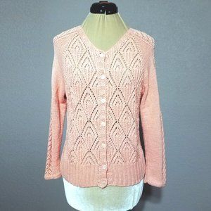 Handcrafted Women 100% Cotton Peach Jacket Cardigan, Size S